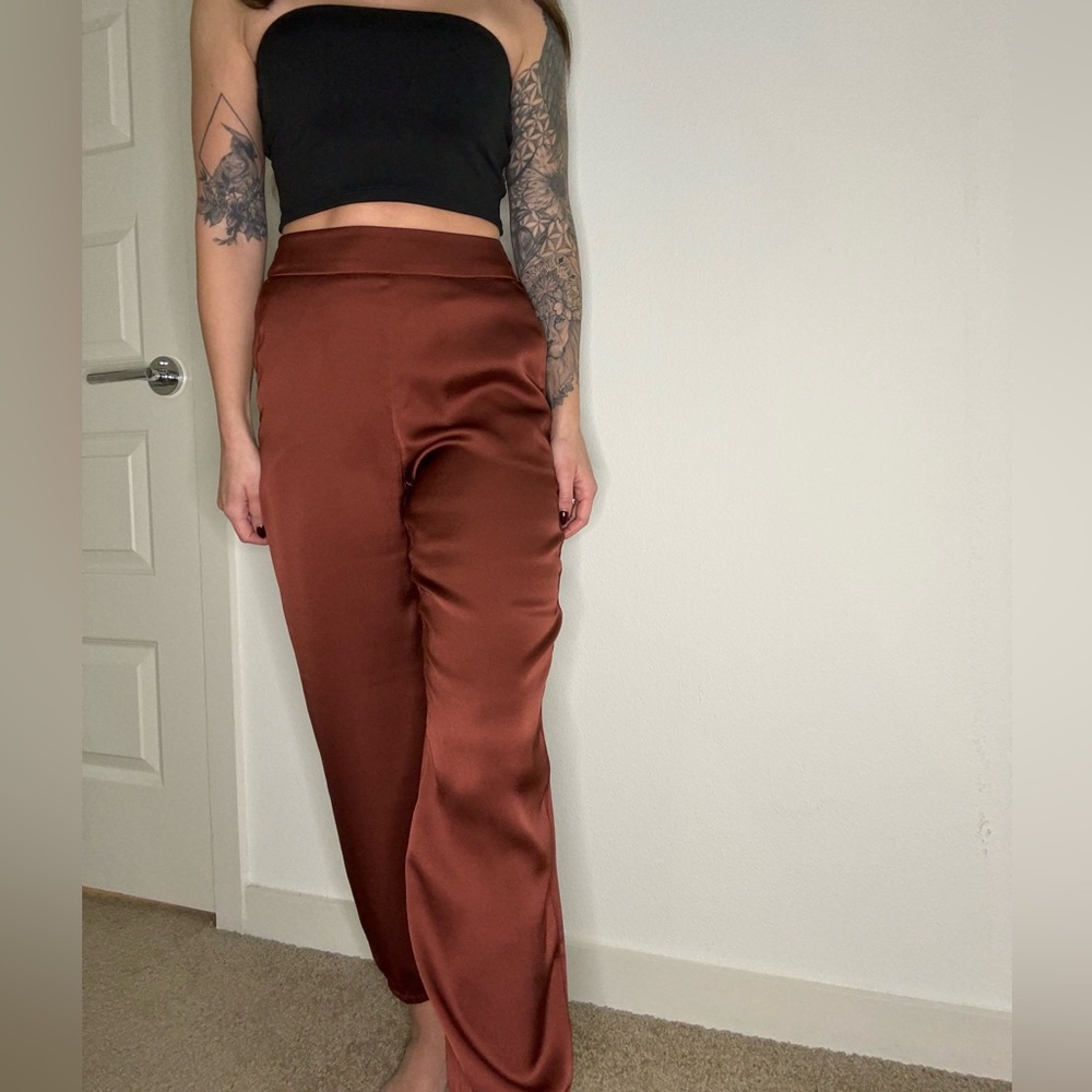 High Waist Satin Joggers